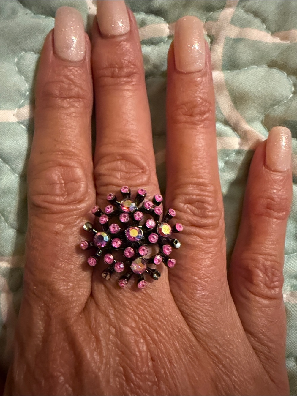 Pink Crystal Burst Cocktail Ring - Women's Fashion Jewelry